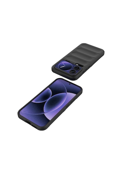 Maks Technology Mi 17 Pro Max Kılıf Esnek Tpu Oyuklu Arka Yüzey Tasarımlı Mkst Etnik Silikon Kapak - Siyah