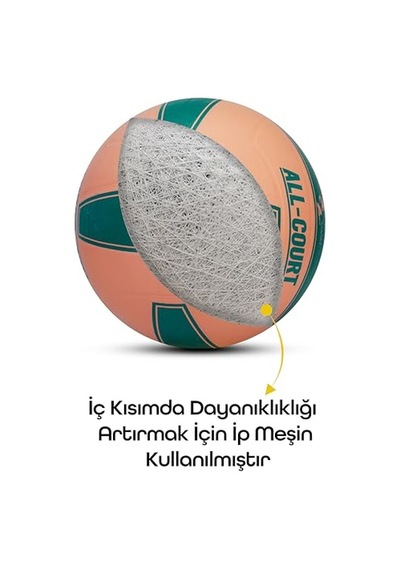 All Court Voleybol Topu Pompa Dahil Set Kauçuk Dikişsiz Yekpare Üretim İç Dış Mekan No:5 Açık Gri