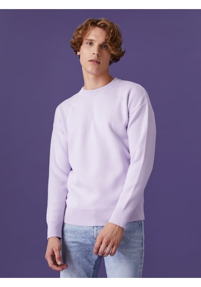 Oversize Fit Erkek Kazak Lila