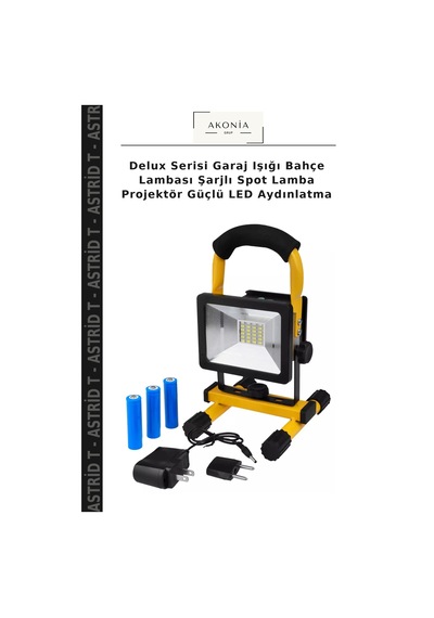 Delux Serisi Garaj Işığı Bahçe Lambası Şarjlı Spot Lamba Projektör Güçlü Led Aydınlatma Diğer
