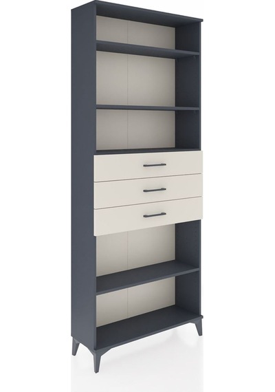 Arges Dolap 4 Raflı 3 Çekmeceli 88x30x221 Antrasit-aytaşı Antrasit