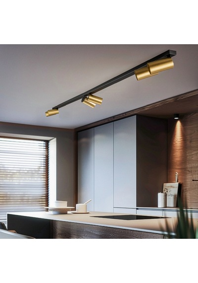 Mylights 120 Cm Mat Gold Eskitme Kaplama 5 Li Gu10 Led Spot Hareketli Başlık Led Tavan Aydınlatma Eskitme