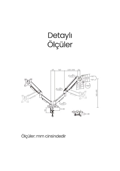 Çiftli Monitör Kolu Vesa Uyumlu Hareket Ayarlanabilir Monitör Standı 17-32" 9+9 Kg Kapasite Tutucu