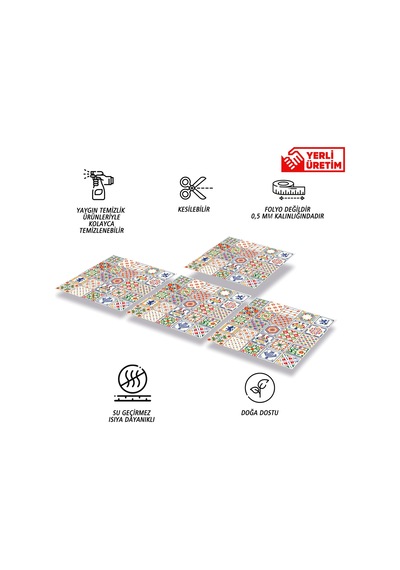 Tink Kendinden Yapışkanlı Modern Karo Desenli Pvc Karo 30x30 Cm