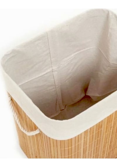 Katlanabilir Bambu Çamaşır Kirli Sepeti 41x31x50 Bej