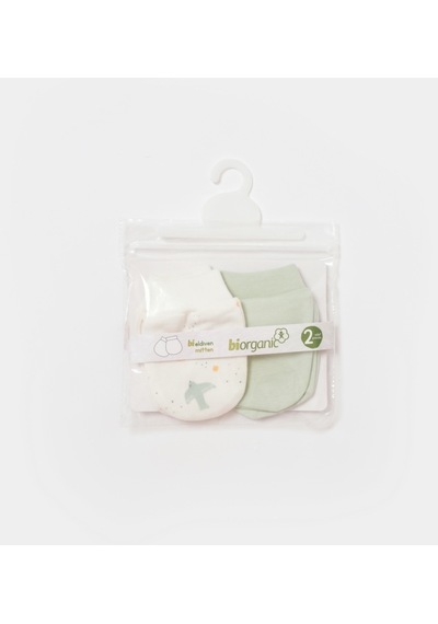 Biorganic Tiny Birds 2'li Bebek Eldiveni 72217 Ekru - Yeşil