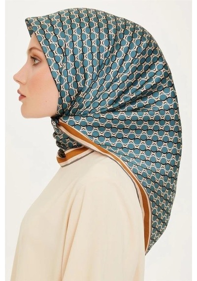 Armine İpek Eşarp 2025 Kış - 9226-35 Mavi Kahve Twill Mavi 05