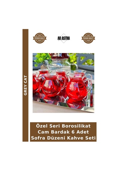 Özel Seri Borosilikat Cam Bardak 6 Adet Sofra Düzeni Kahve Seti Çok Renkli