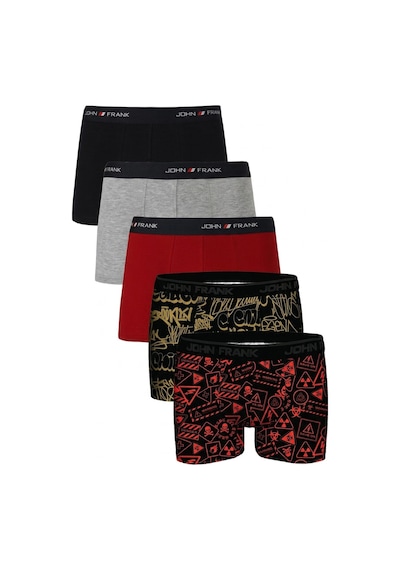 John Frank Logolu Pamuklu 5'li Paket Boxer Erkek Boxer Jfbs5 Lacivert-gri-kırmızı-ssarı-sturuncu Lacivert-gri-kırmızı-ssarı-stu