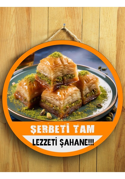 Mayeka Cafeler Restoranlar Tatlıcılar İçin Baklava Duvar Kapı Tablo Ahşap Askılı Pano Tabela