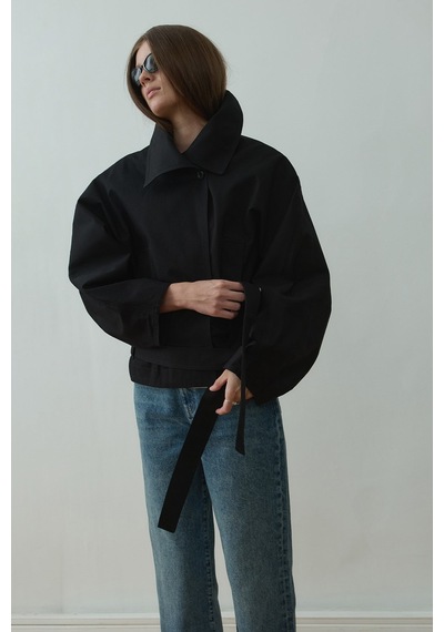 Suud Collection Siyah Millie Yarasa Kol Trençkot
