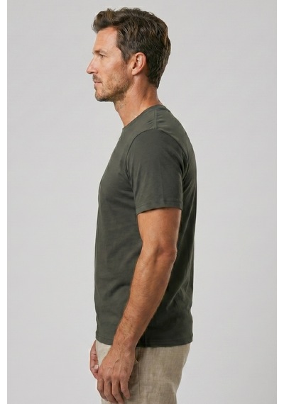 Goffra Erkek Vision Premium Kalite Yoğun Dokulu Pamuklu T-shirt Haki M101-r0220-11