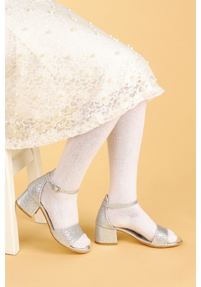 Kiko Kids 769 Kum Simli Günlük Kız Çocuk 4 Cm Topuklu Sandalet Ay Çok Renkli