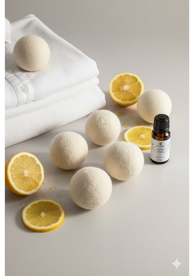 Reyo 6 Adet Yün Çamaşır Kurutma Topu + %100 Saf Limon Esansı Krem