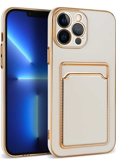 Kilifone - Apple Uyumlu iPhone 13 Pro Max - Kılıf Kamera Korumalı Kartvizit Bölmeli Bark Kapak - Beyaz