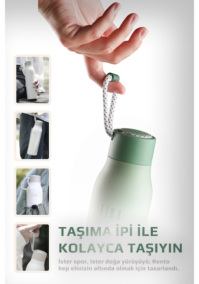 Neoflam Fika Rento Sızdırmaz Vidalı Kapaklı Geniş Ağızlıklı Kolay Taşınabilir Çelik Termos 600 Ml Mint Yeşili