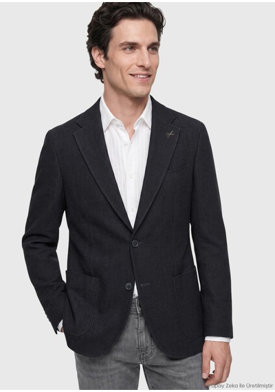 Ramsey Siyah Shirt Shoulder Slim Fit Yün Karışımlı Ceket