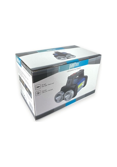 Panther Pt-8802a Usb Şarjlı Fener Siyah