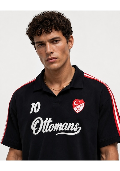 Respire Erkek Türkiye Retro Forma T-shirt Siyah