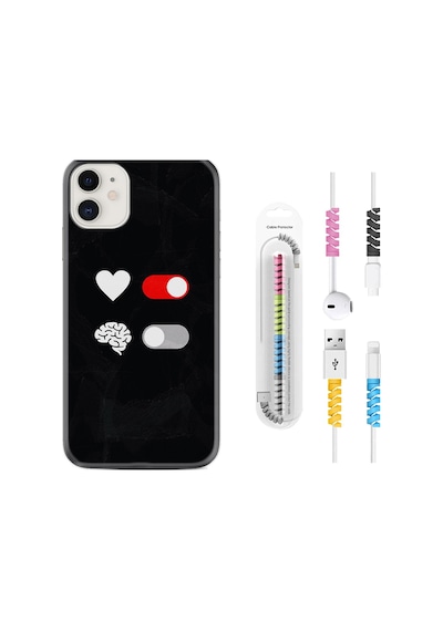 Apple Uyumlu iPhone 12 Kılıf Kablo Koruyuculu Love Brain 1722