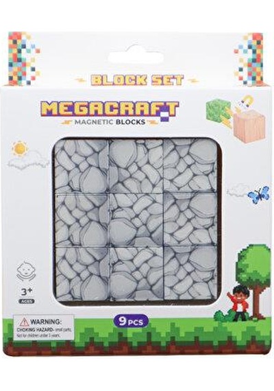Megacraft Manyetik Bloklar Gri Taş Blok 9 Parça Mc1404