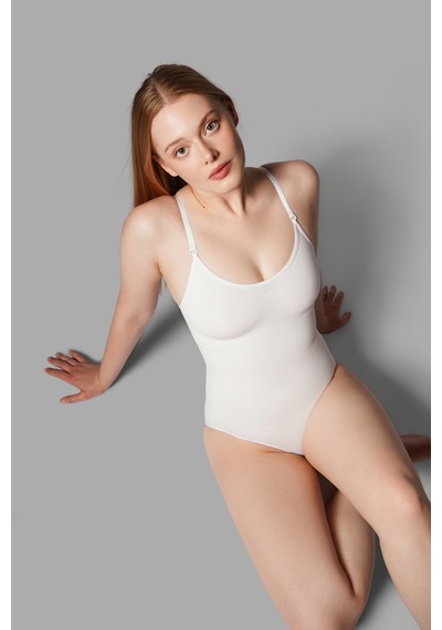 Fit Women 2 Beden Alt Tarafı Çıtçıtlı Zıbın Korse Seamless 9051-beyaz