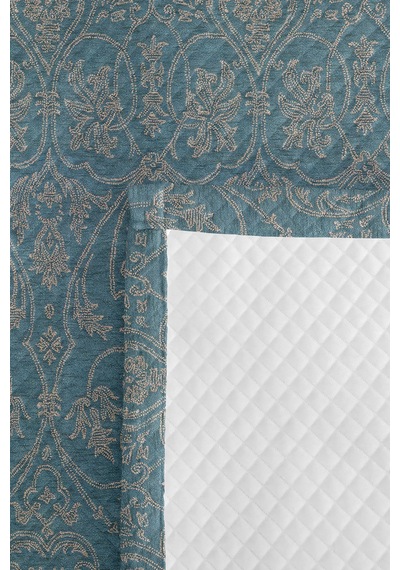 Mavi Damask Klasik Tek Kişilik Pike Takımı - Bej Avangart Motifli 160x220 Cm Mevsimlik Yatak Örtüsü Mat Vadi Dönüşü