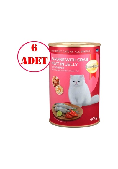 Smart Heart Kedi Konservesi Jöle İçinde Yengeç Ve Sardalyalı 400 Gr 6 Ad