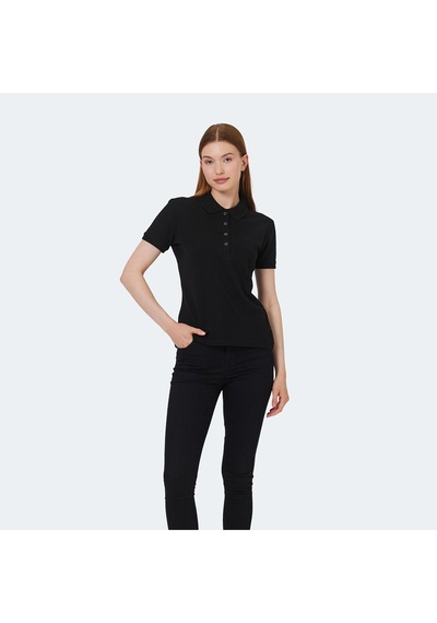 Slazenger VERA I Kadın Polo Yaka Siyah Tişört
