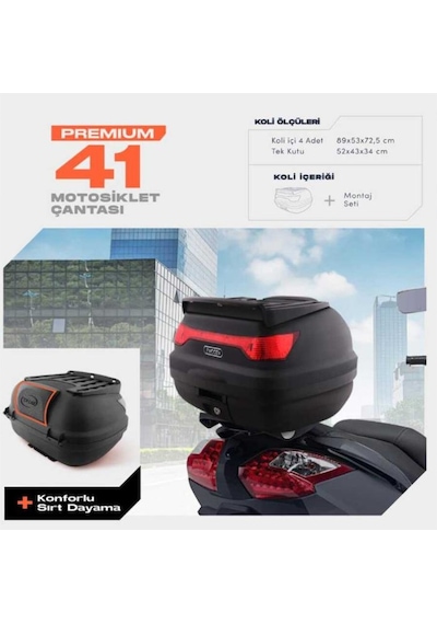 Wogen 41 Litre Premium Sırt Dayamalı Motosiklet Çantası - Siyah - 1405 004 Siyah