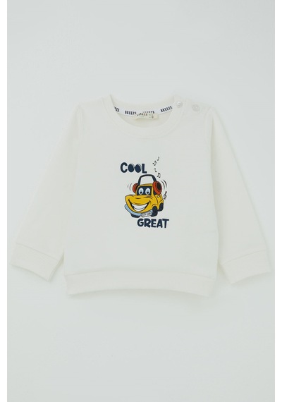 Breeze Erkek Bebek Eşofman Takımı Havalı Şehir Arabası Sırt Baskı Detaylı 6 Ay - 2 Yaş , Ekru