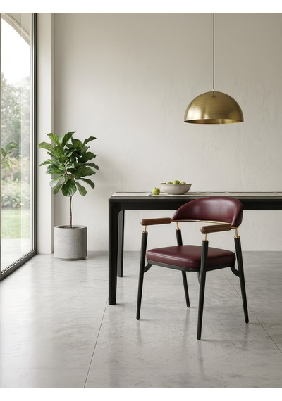Valen Exclusive Kolçaklı Metal Sandalye Bordo