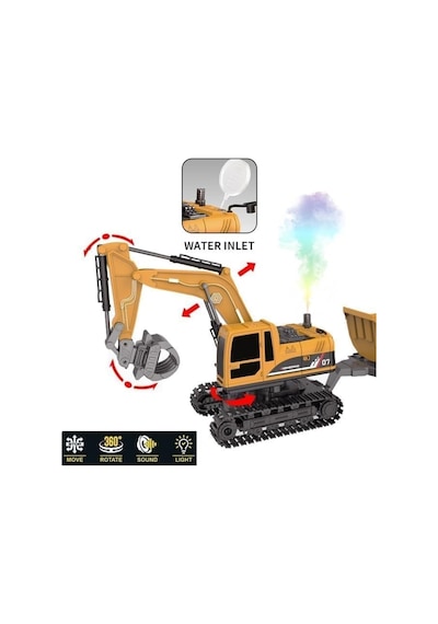 1/22 Uzaktan Kumandalı Rc Paletli Ekskavatör Işıklı Sesli Hareketli Şarjlı Excavator Kamyonlu İş Makinesi