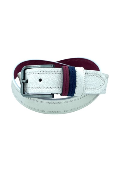 Süzer Deri Beyaz Suni Deri Çift Dikişli Model 4 Cm.lik Unisex Spor Kemer Beyaz