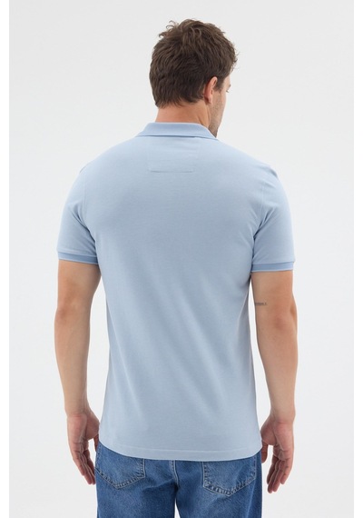 Mavi Polo Yaka Pike Kısa Kol Slim Fit %100 Pamuk Tişört 1011260171 Açik Mavi