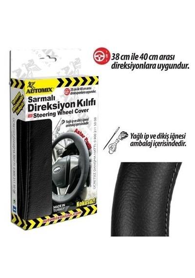 Automix Sarmalı Direksiyon Kılıfı Düz Siyah