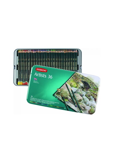 Derwent Artists Pencils Kuruboya Kalemi Teneke Kutu 36 Renk