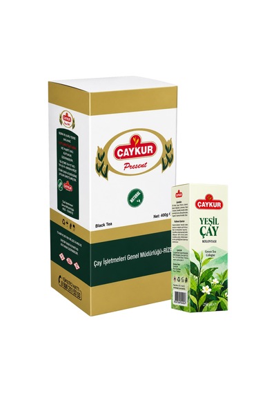 Hediyelik Siyah Çay Ve Cam Şişe Yeşil Çay Kolonyası Seti