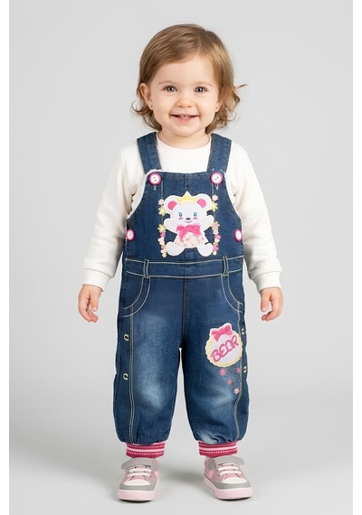 Modanıno Kız Bebek Welsoft İçli Jean Tulum Salopet 1-3 Yaş 12795mbk Indigo