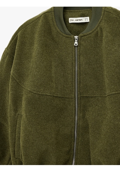 Koton Cep Detaylı Koyun Yünü Karışımlı Fermuarlı Ribanalı Oversize Ceket Haki 6sal60120ıw Haki Koton Cep Detaylı Koyun Yünü Karışımlı Fermuarlı Ribanalı Oversize Ceket Haki 6sal60120ıw Haki