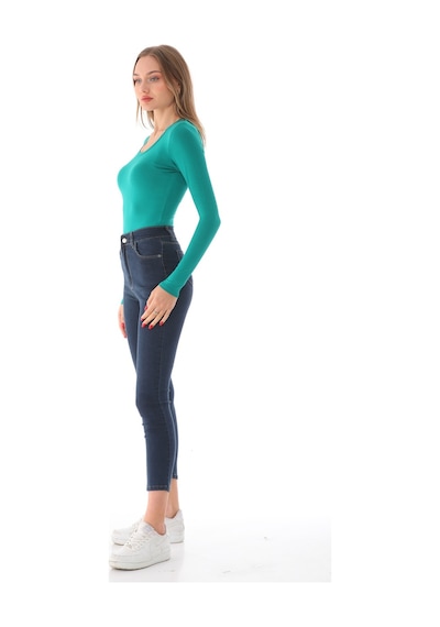 Penyebizden Kadın Viskon Dekolte Yaka Çıtçıtlı Zıbın Body-okyanus Yeşili Çimen Yeşili