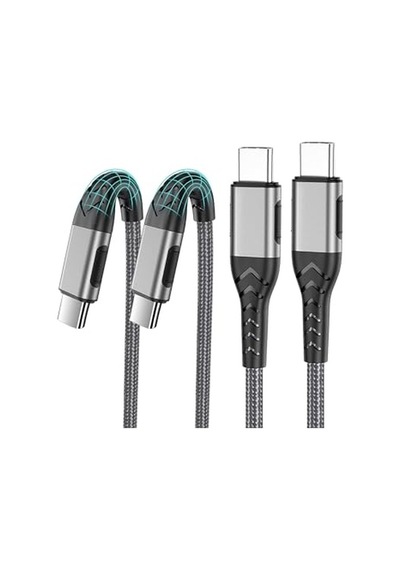2 Metre Ultra Hızlı Pd Type-c Şarj Kablosu Gri Diğer