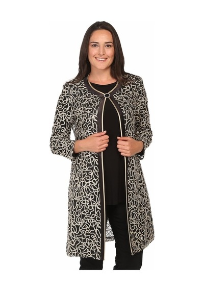 Ladies First Büyük Beden 2932 Siyah-Altın Ceket+Bady Ikili Takım