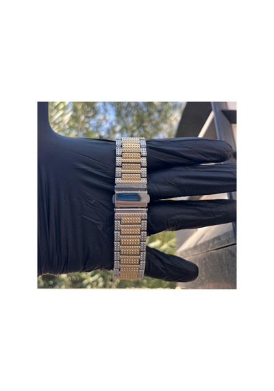 Lüks Metal Taşlı Kordon Takvimli Unisex Kol Saati Altın/gümüşiçisiyah - 650058546 Gümüş