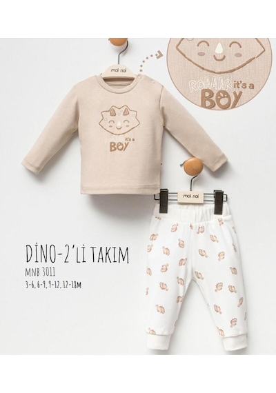 Moi Noi Baby Moi Noi 2li Takım Dino Açık Bej