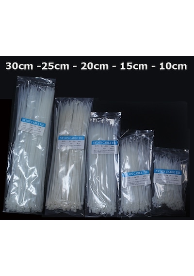 3.6 300Mm - Beyaz - 30Cm Kablo Bağı-Cırt Kelepçe