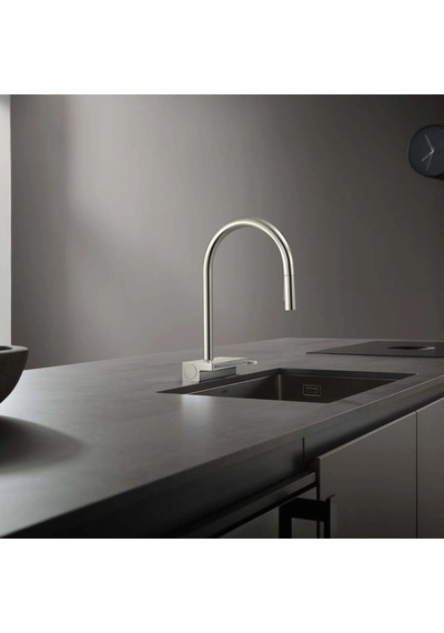 Hansgrohe Aquno Select M81 Spiralli Eviye Bataryası Sbox Satin Siyah Siyah