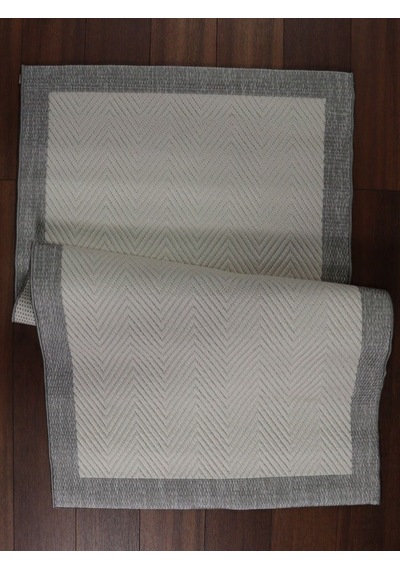 Derin Sisal Gri Bordürlü Krem Balık Sırtı Jüt Sisal Dekoratif Kaymaz Taban Yıkanabilir Halı St01-944 Renkli