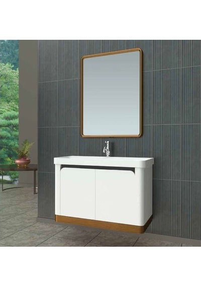 Evros Puket 80 Cm Banyo Dolabı Beyaz - Ceviz