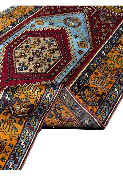 El Dokuması Yahyalı Halısı 122x210 Kök Boyası Mavi %100 Yün Halı